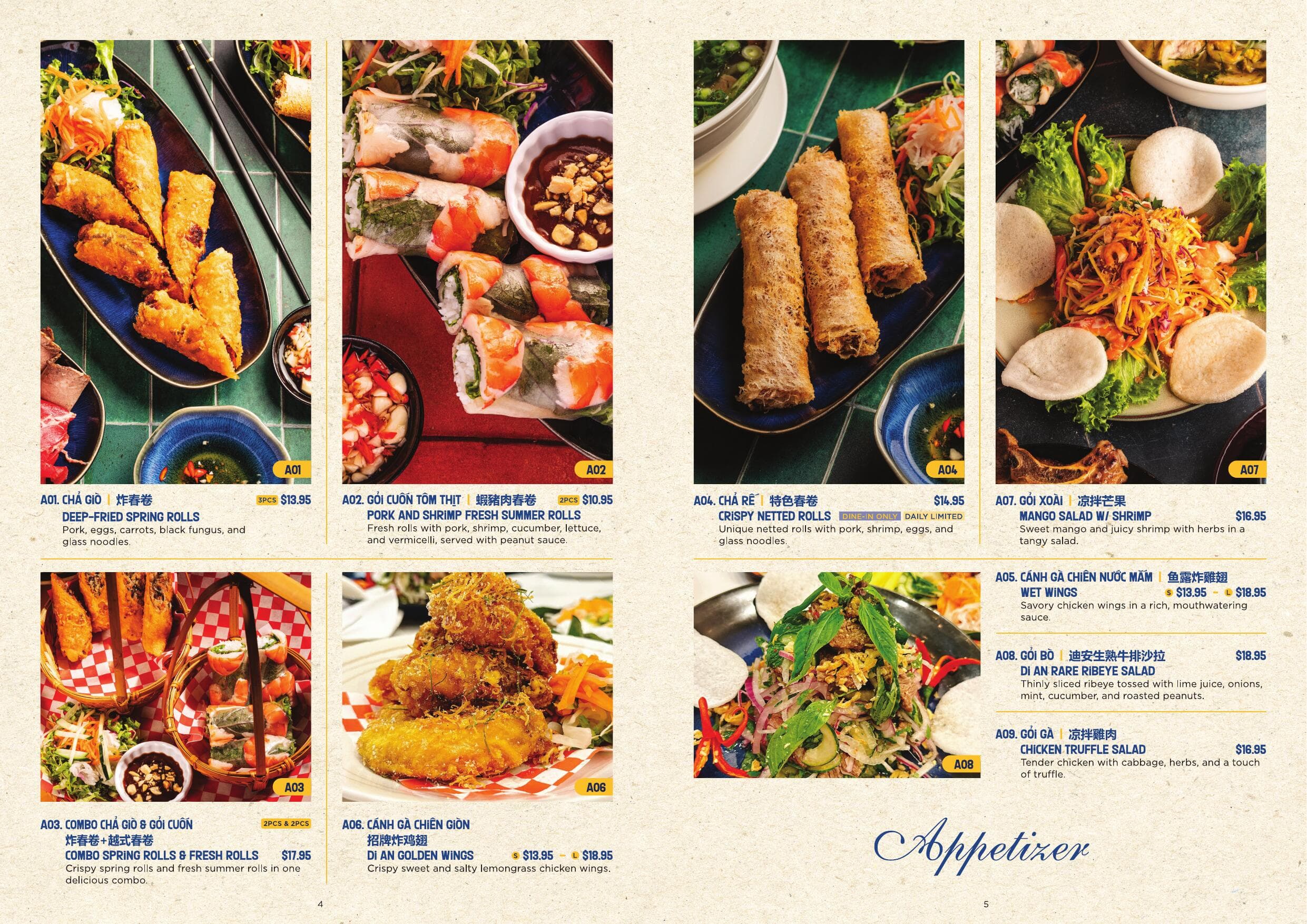 Appetizers menu